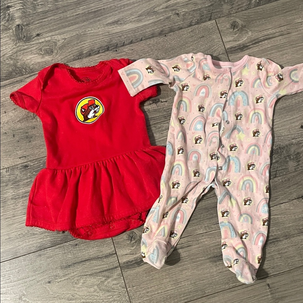 Buc-ee’s Red Bodysuit Dress and Pink One Piece Set